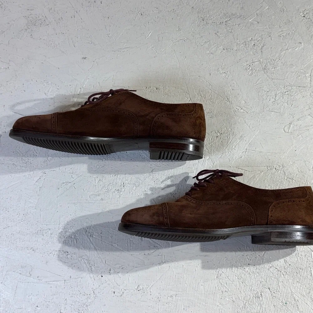 Cole Haan Suede Oxford Shoes Mens 10 Brown Brogue Vibram Italy